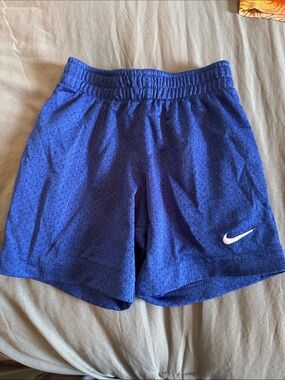 Nike Women's Blue Athletic Mesh Shorts with White Swoosh